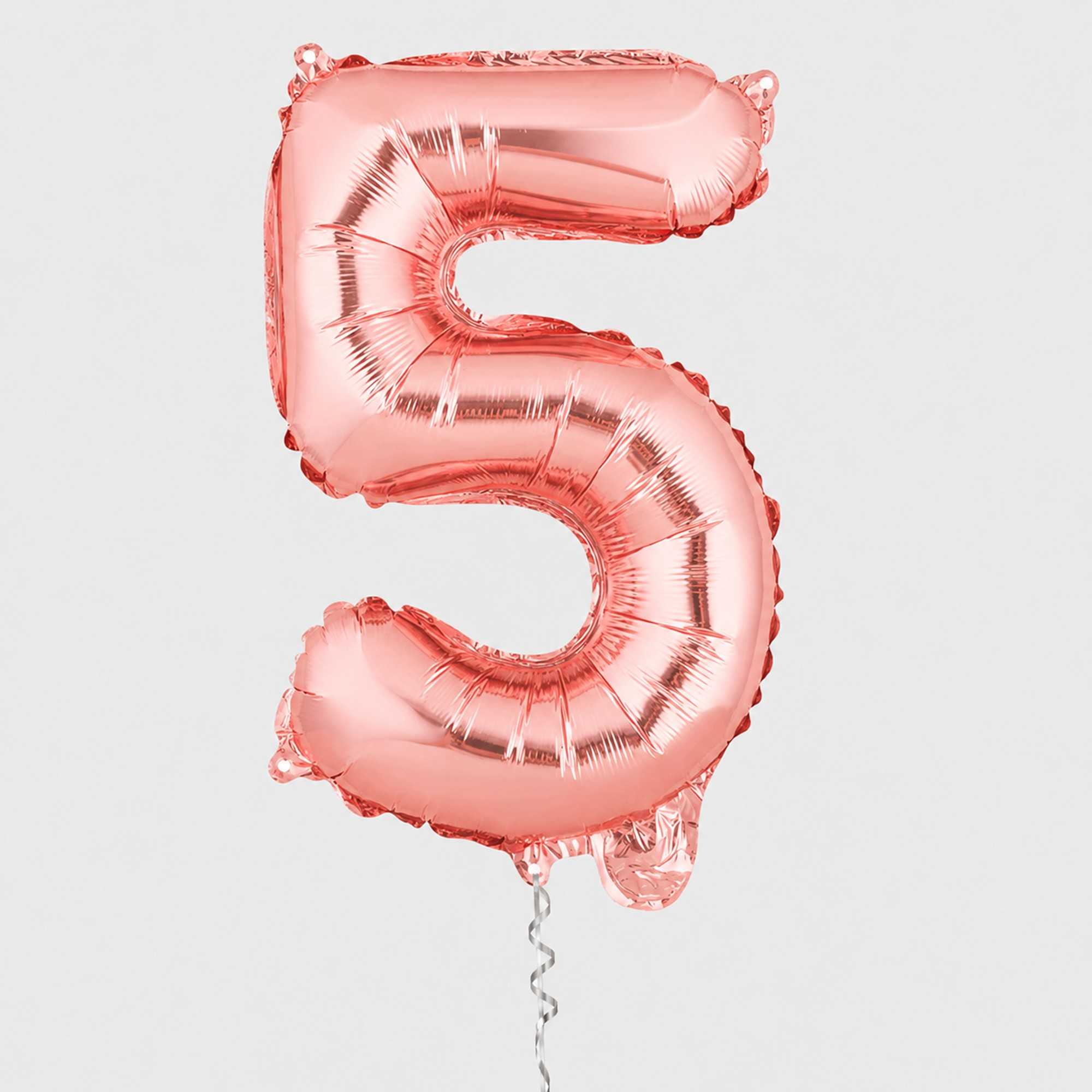 Balloonify Rose Gold Mylar Number 5 Balloon - 16" - 1 count box