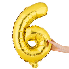 Balloonify Gold Mylar Number 6 Balloon - 16