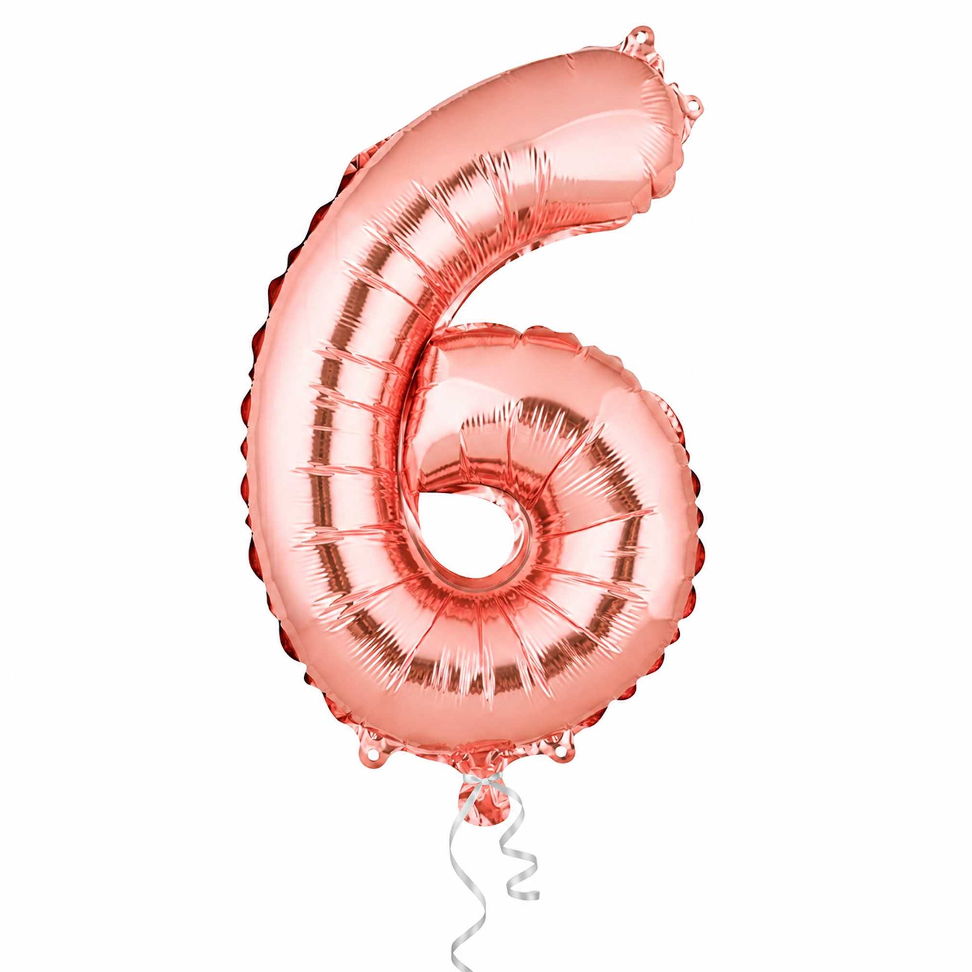 Balloonify Rose Gold Mylar Number 6 Balloon - 16" - 1 count box