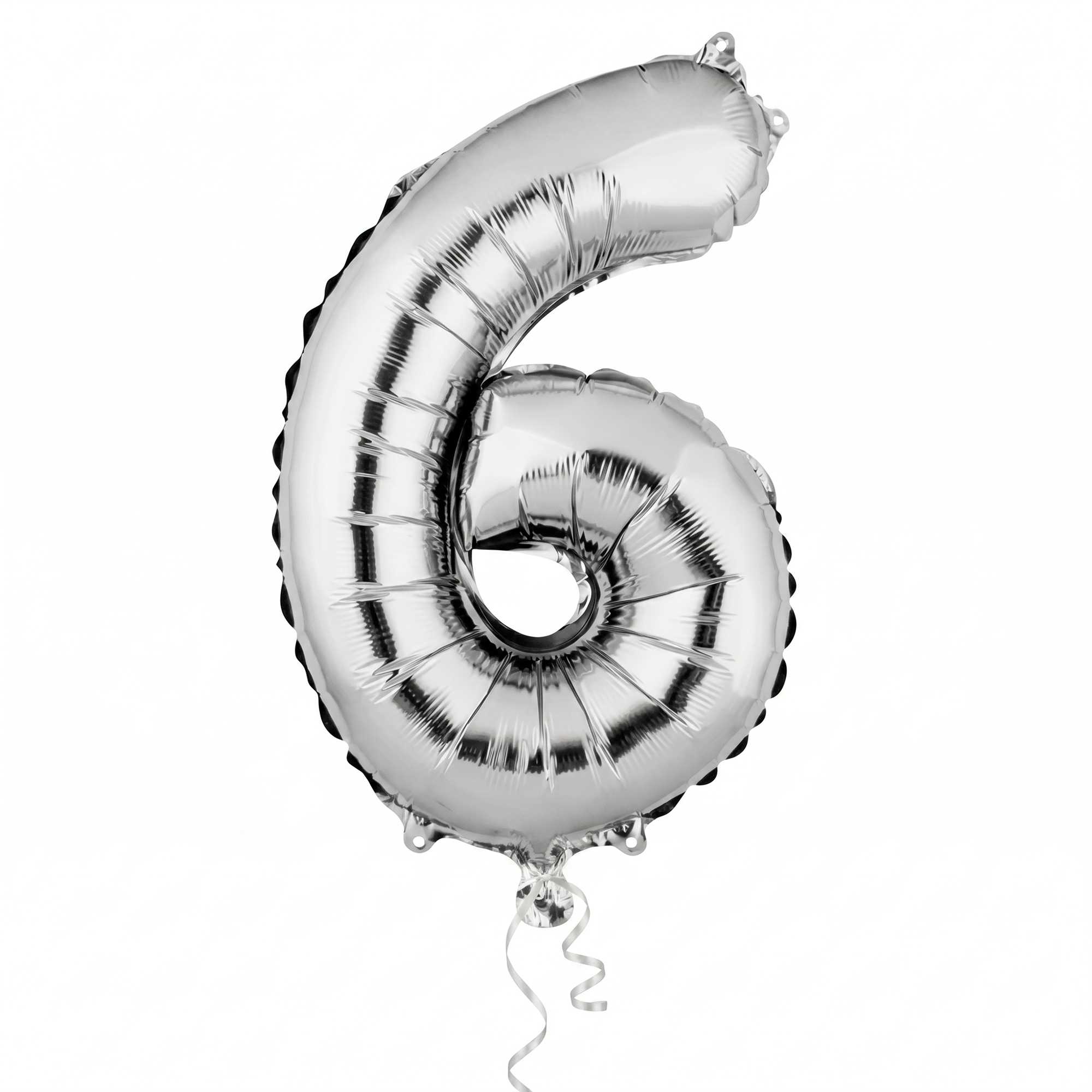 Balloonify Silver Mylar Number 6 Balloon - 16" - 1 count box