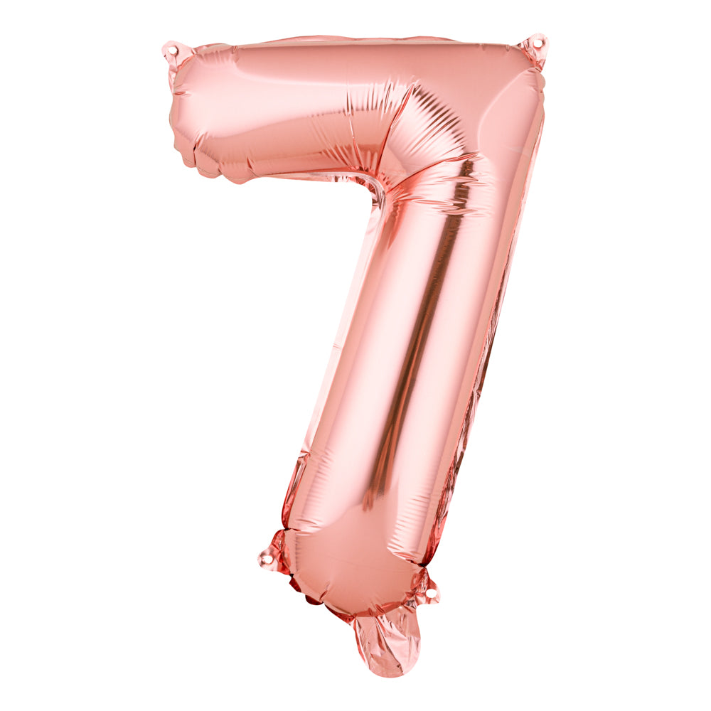 Balloonify Rose Gold Mylar Number 7 Balloon - 16" - 1 count box