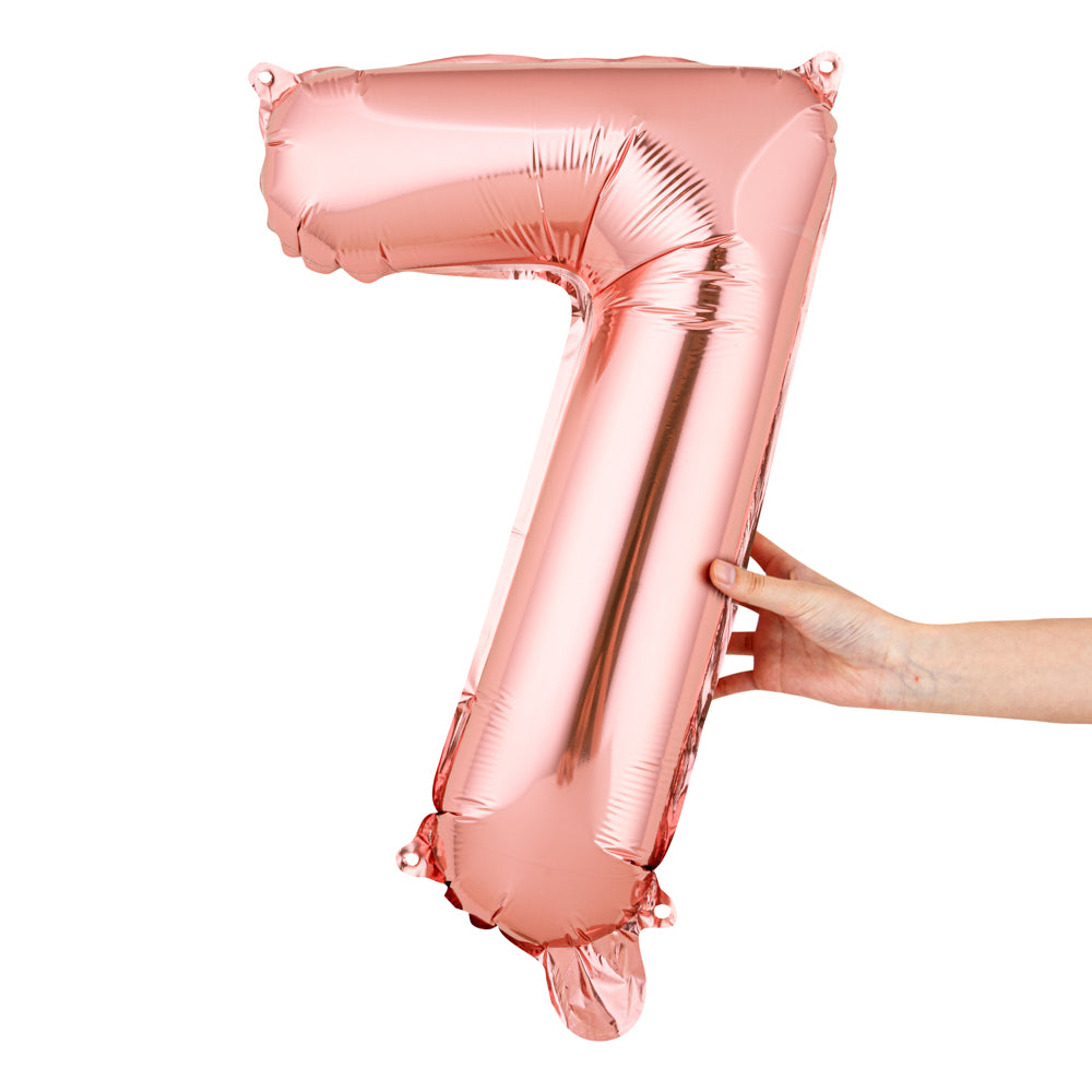 Balloonify Rose Gold Mylar Number 7 Balloon - 16" - 1 count box