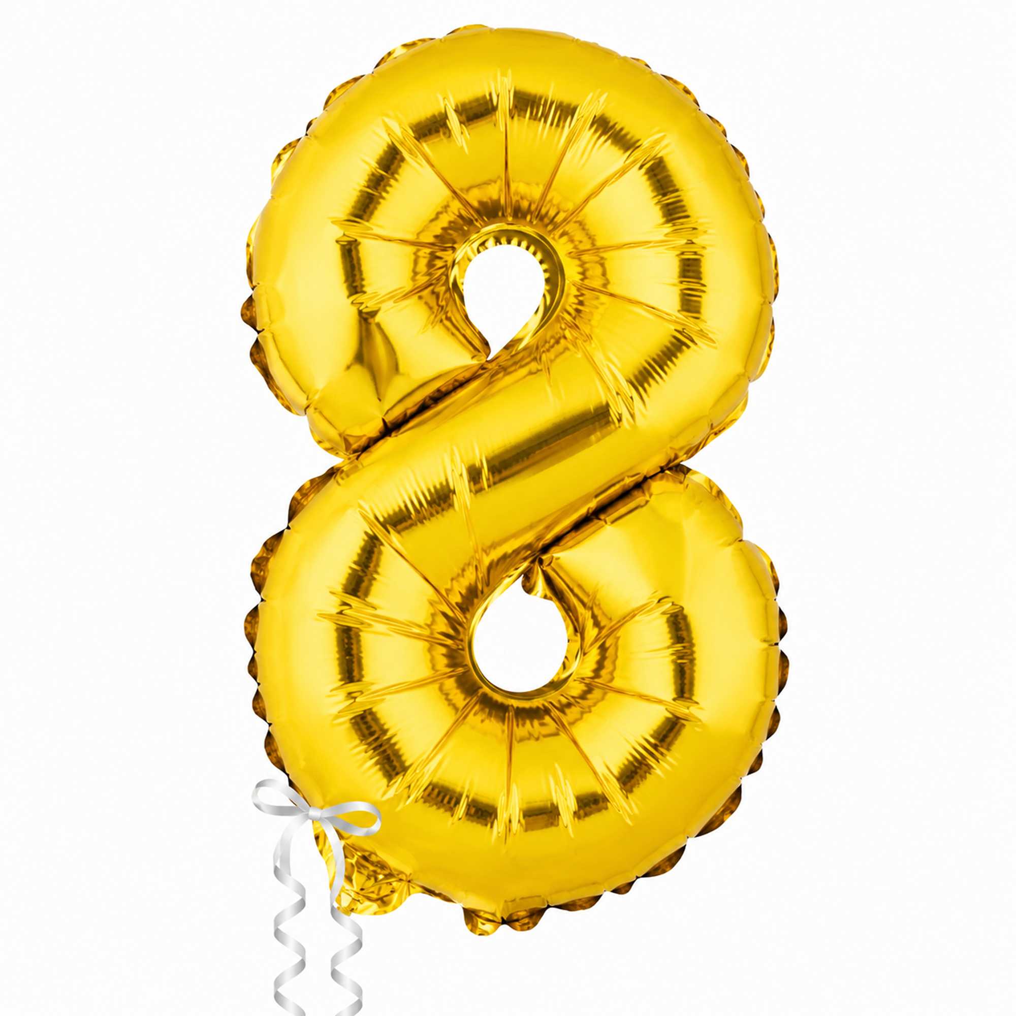 Balloonify Gold Mylar Number 8 Balloon - 16" - 1 count box