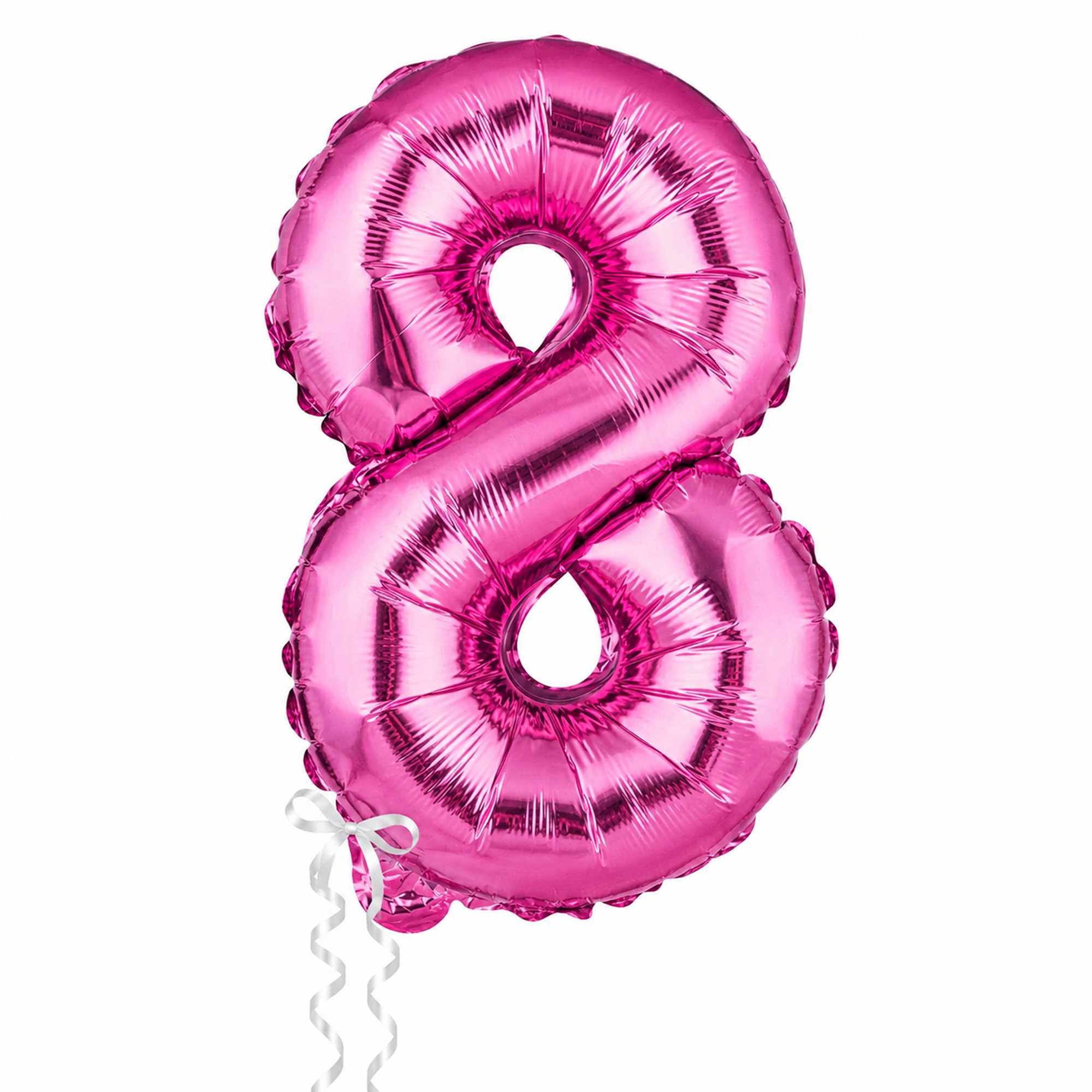 Balloonify Pink Mylar Number 8 Balloon - 16" - 1 count box