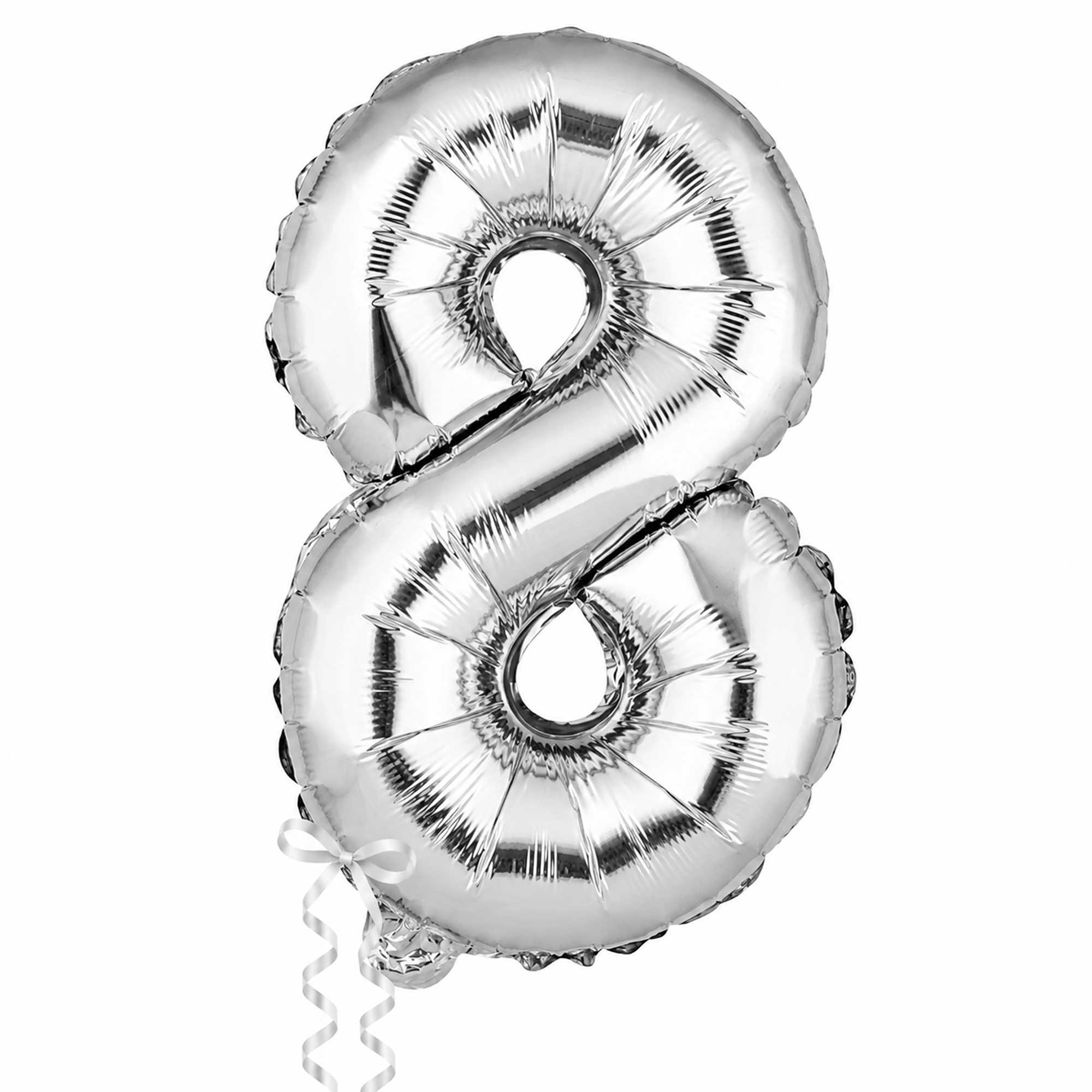 Balloonify Silver Mylar Number 8 Balloon - 16" - 1 count box