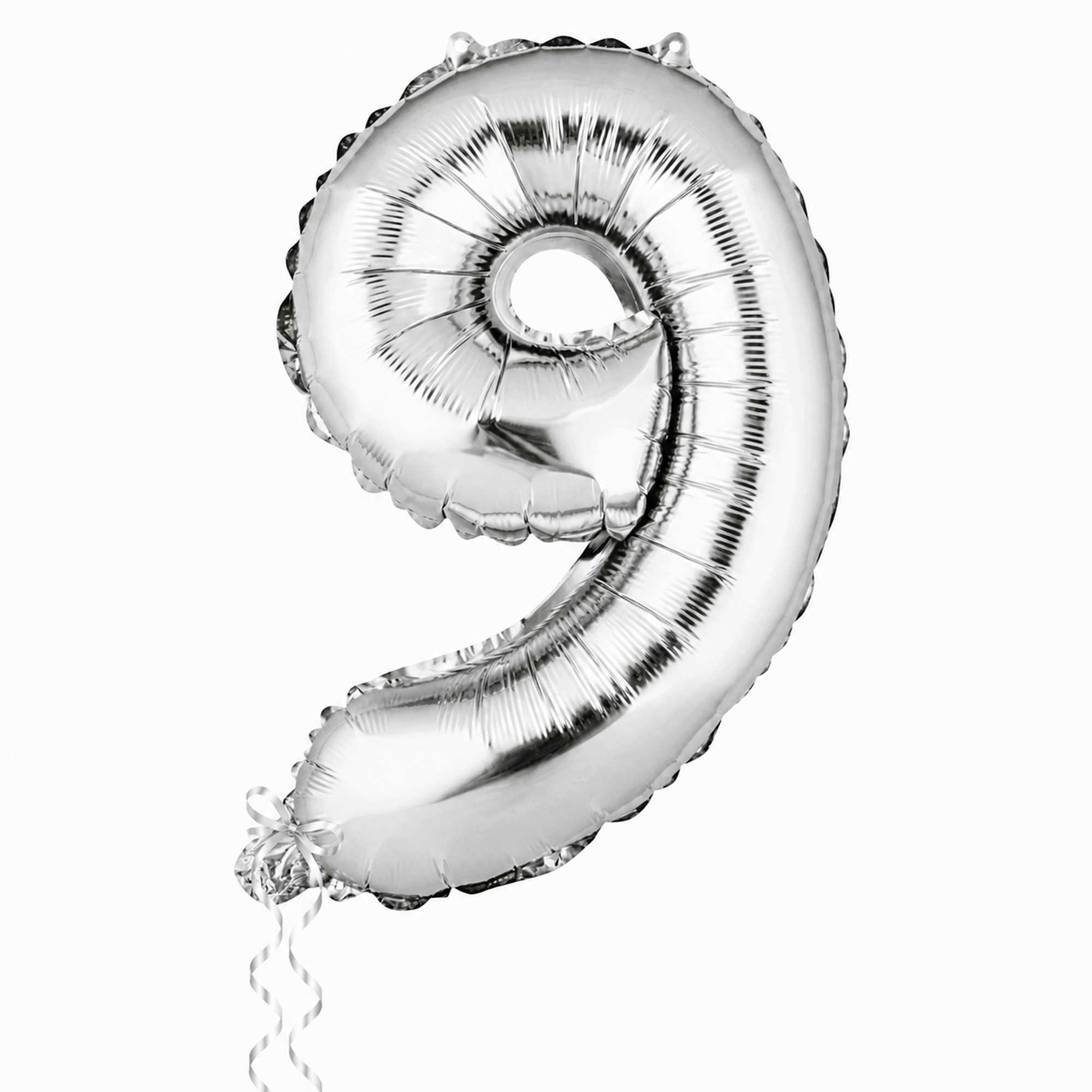 Balloonify Silver Mylar Number 9 Balloon - 16" - 1 count box