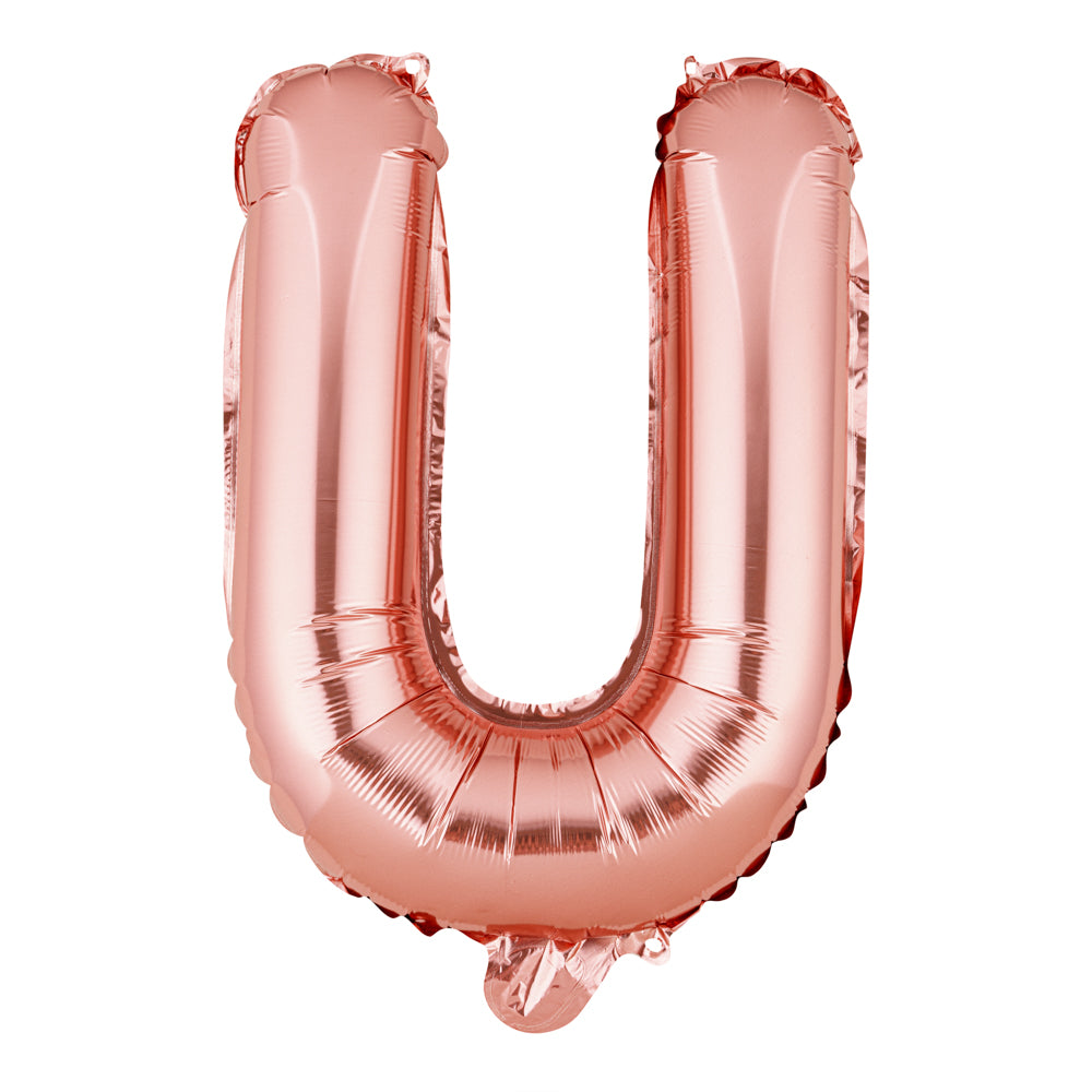 Balloonify Rose Gold Mylar Letter U Balloon - 16" - 1 count box