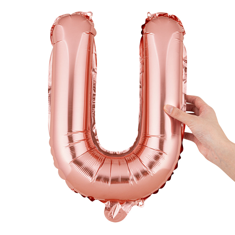 Balloonify Rose Gold Mylar Letter U Balloon - 16" - 1 count box