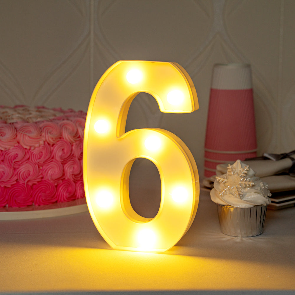 Illumify White LED Marquee Number 6 Sign - 8 3/4