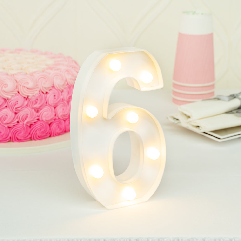 Illumify White LED Marquee Number 6 Sign - 8 3/4