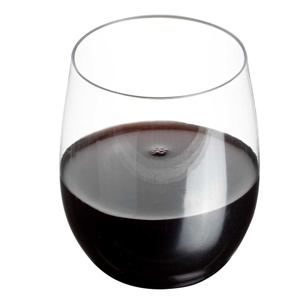 Bev Tek 12 oz Clear Plastic Stemless Wine Glass - 3 1/4" x 3 1/4" x 3 1/2" - 100 count box