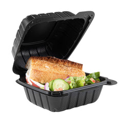 Thermo Tek 18 oz Black Mineral-Filled Plastic Clamshell Container - 6