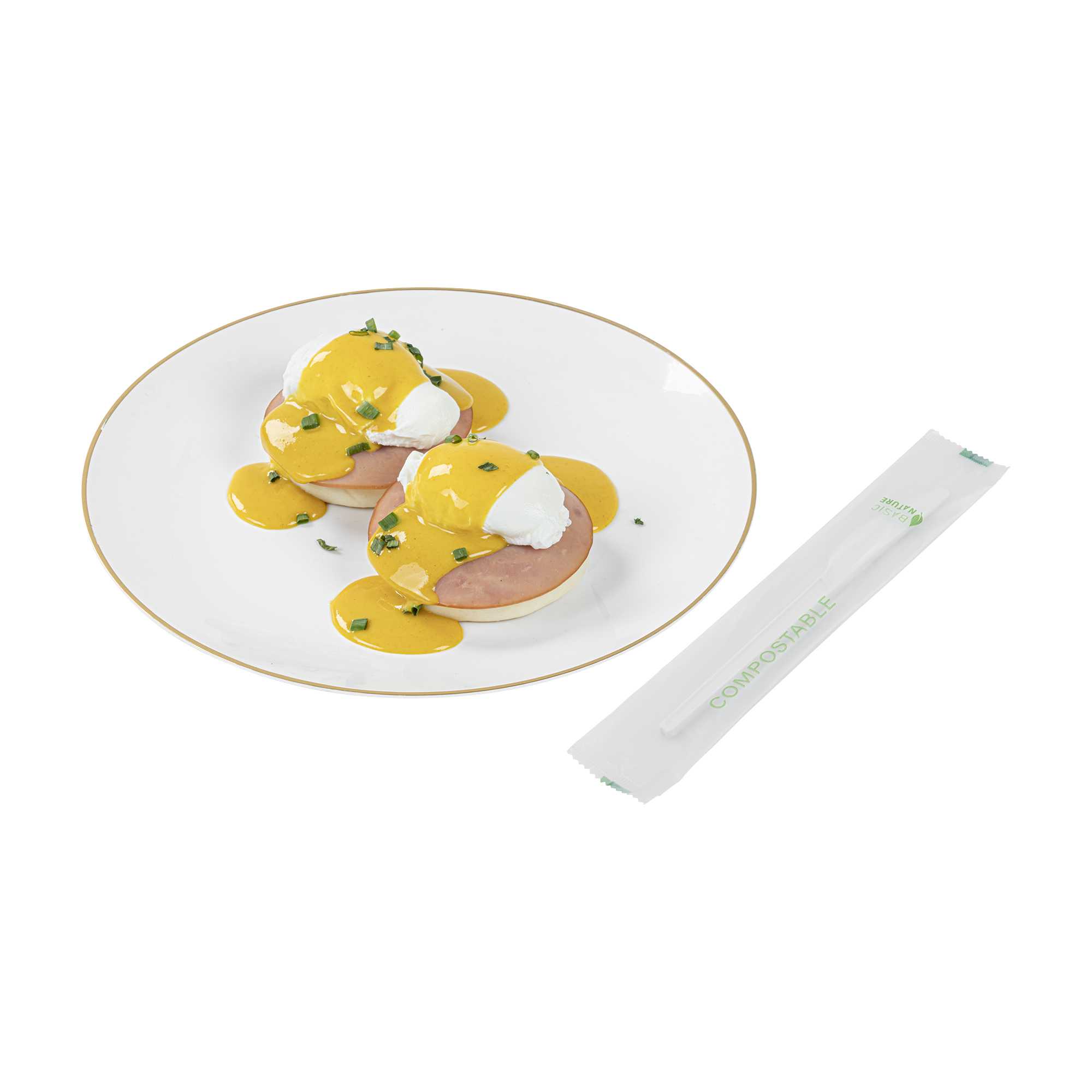 Basic Nature White CPLA Plastic Knife - Compostable Wrapper, Heat-Resistant - 6 1/2" - 50 count box