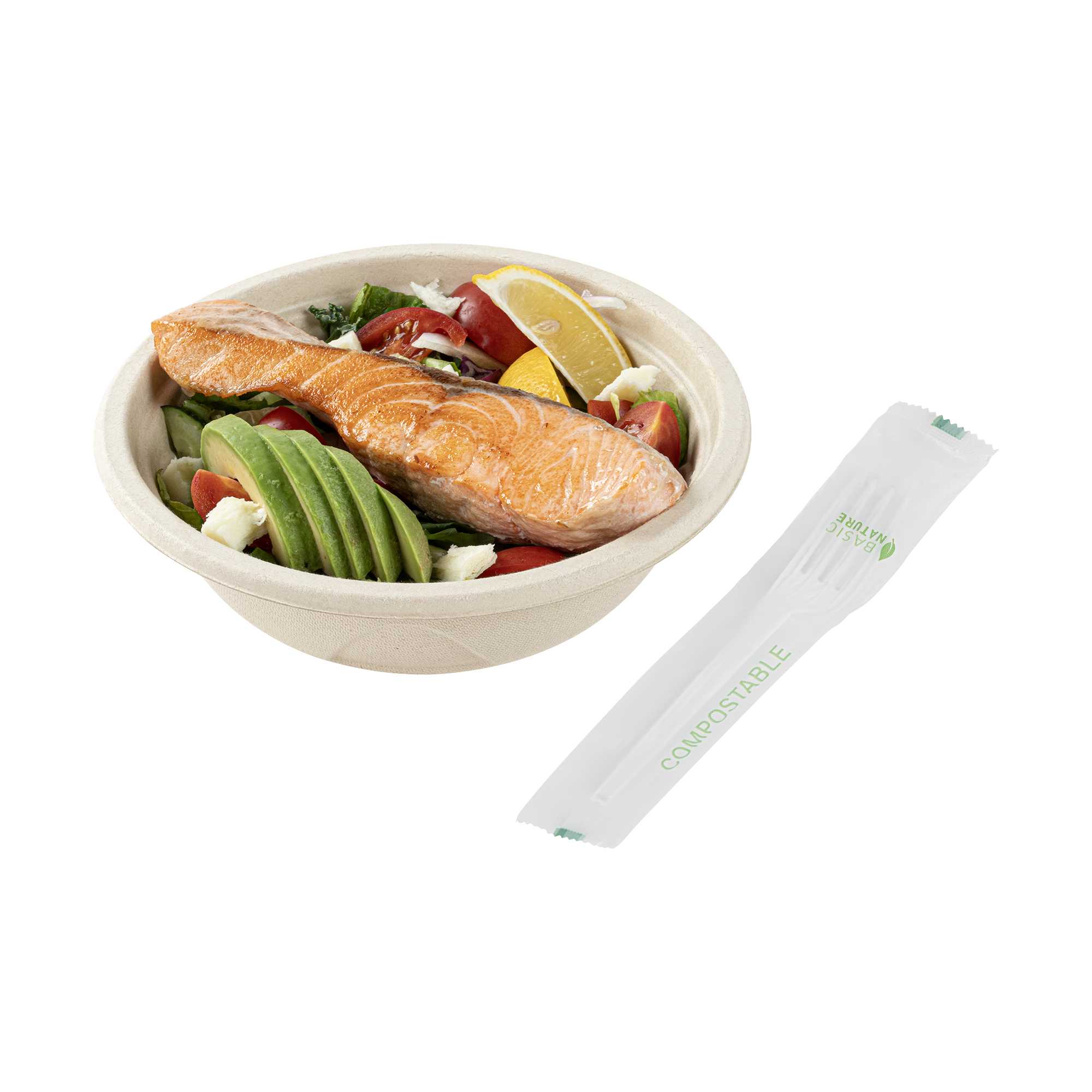 Basic Nature White CPLA Plastic Fork - Compostable Wrapper, Heat-Resistant - 6 1/2" - 2000 count box