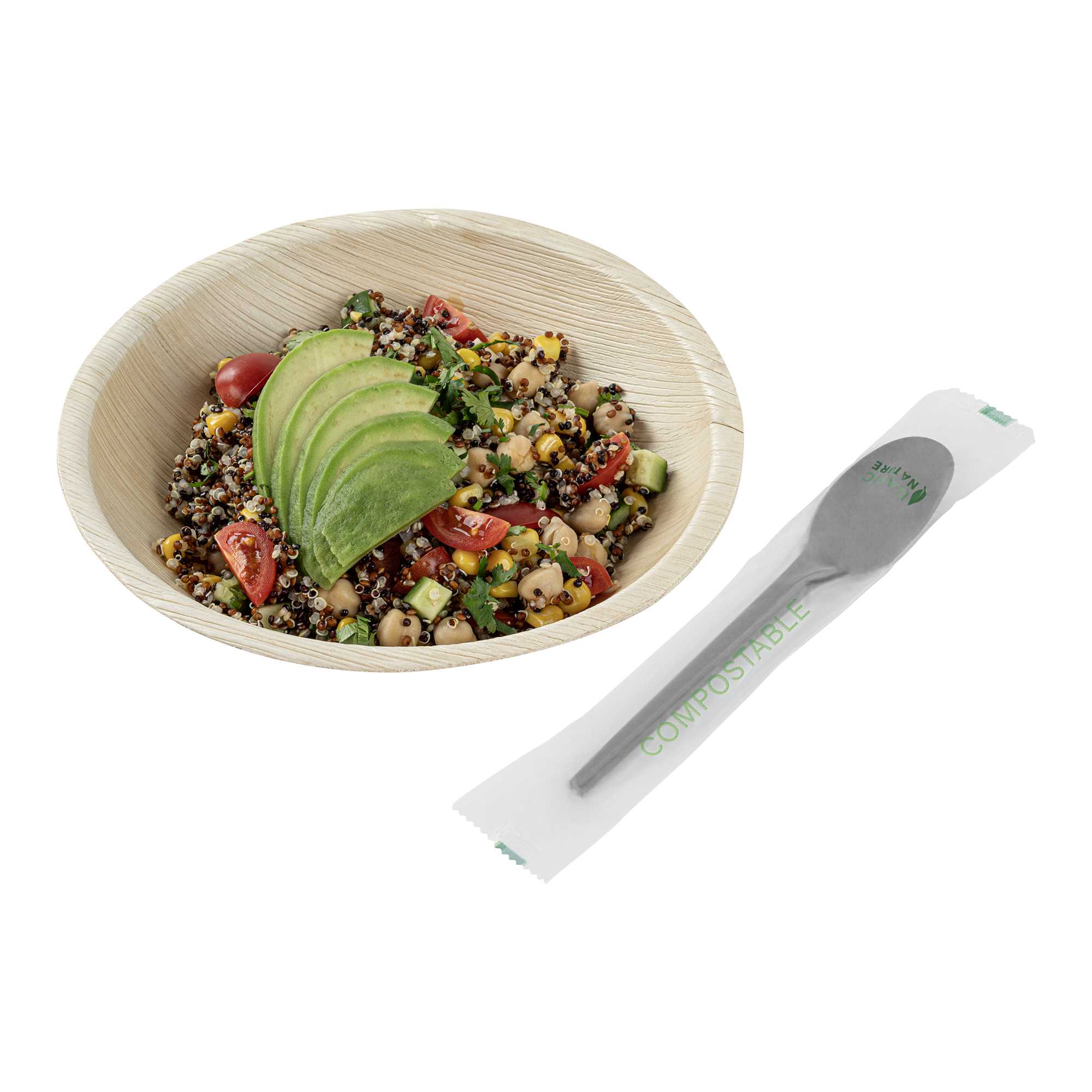 Basic Nature Black CPLA Plastic Spoon - Compostable Wrapper, Heat-Resistant - 6 1/2" - 2000 count box