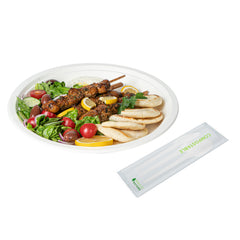 Basic Nature White CPLA Plastic Cutlery Set - Compostable Wrapper, Heat-Resistant - 6 1/2