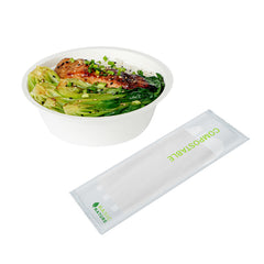 Basic Nature White CPLA Plastic Cutlery Set - Compostable Wrapper, White Napkin, Heat-Resistant - 6 1/2