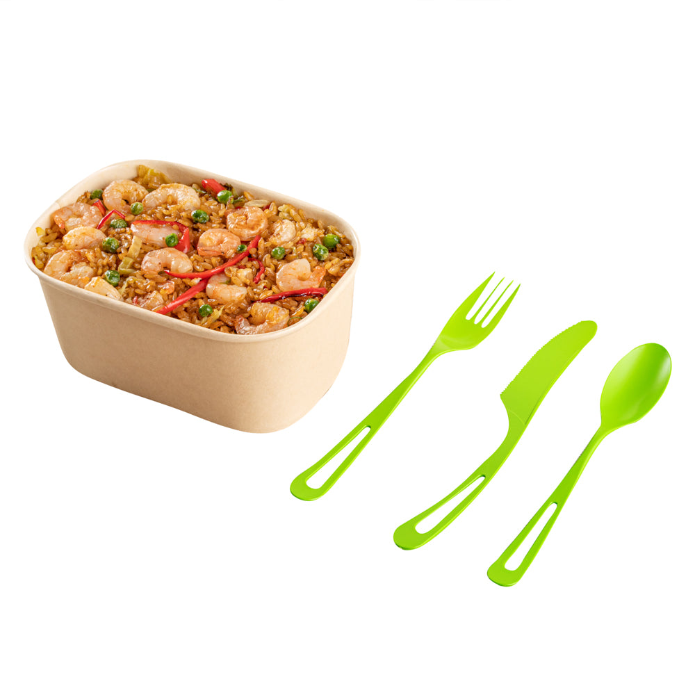 Basic Nature Green CPLA Plastic Cutlery Set - Heat-Resistant, Compostable - 7 1/2" - 290 count box