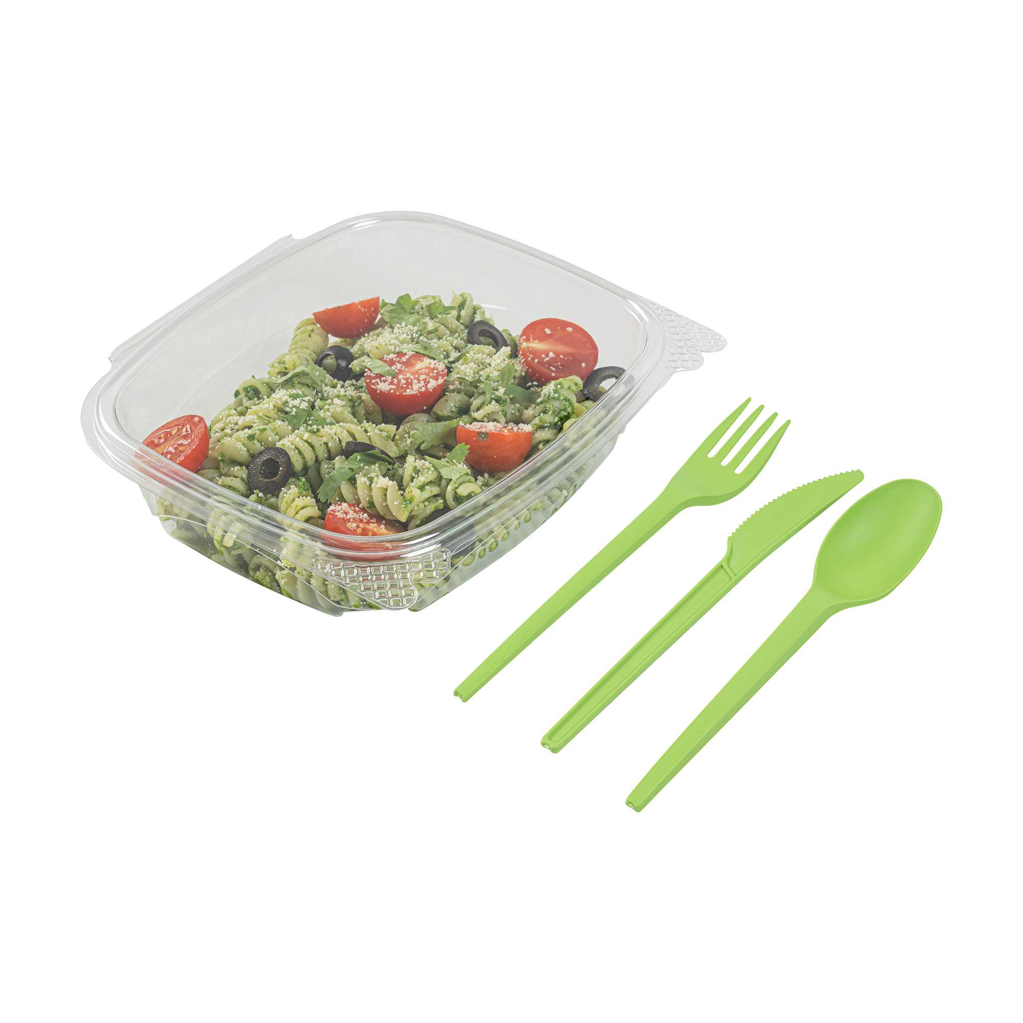 Basic Nature Green CPLA Plastic Cutlery Set - Heat-Resistant, Compostable - 6 1/2" - 290 count box