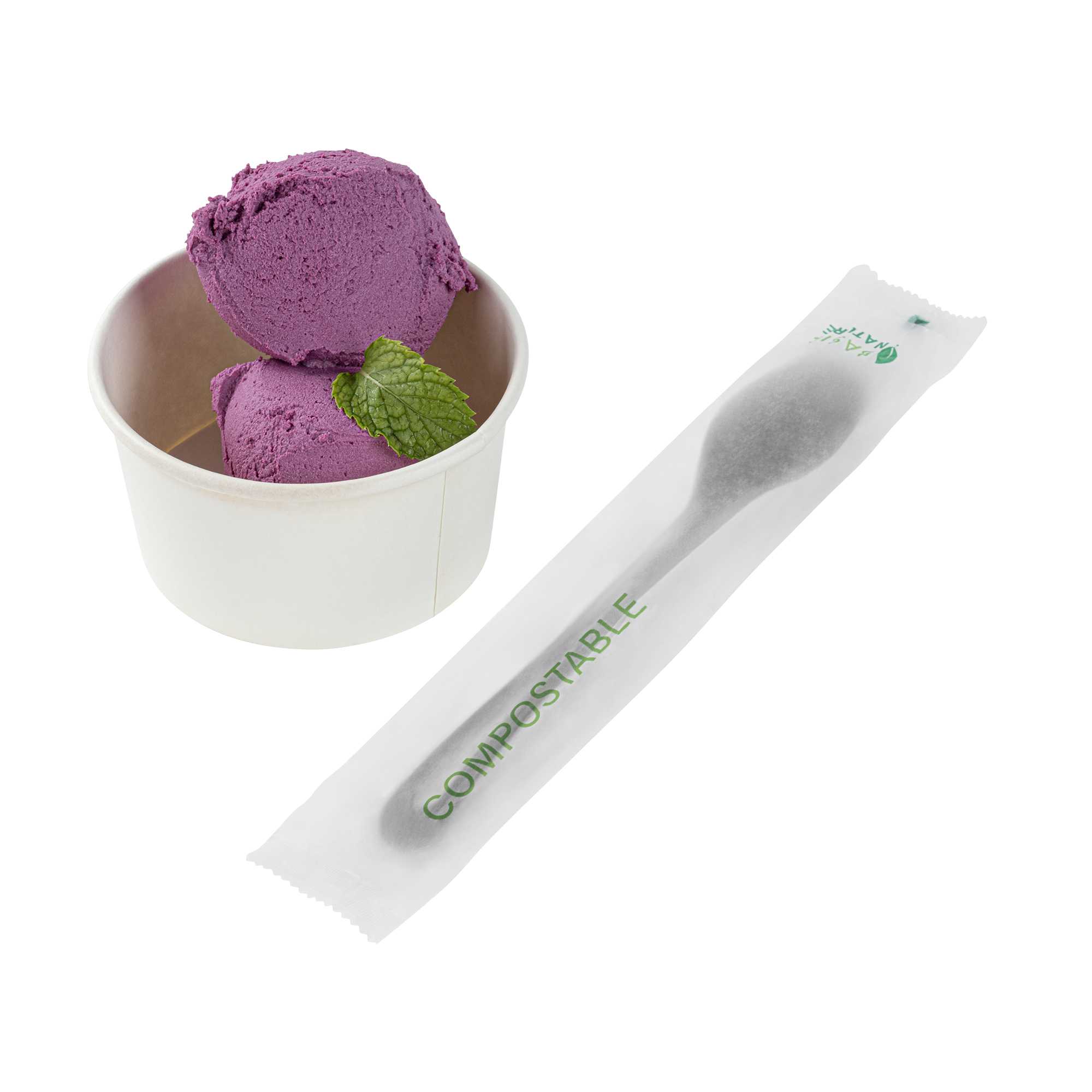 Basic Nature Black CPLA Plastic Spoon - Compostable Wrapper, Heat-Resistant - 7 1/2" - 250 count box