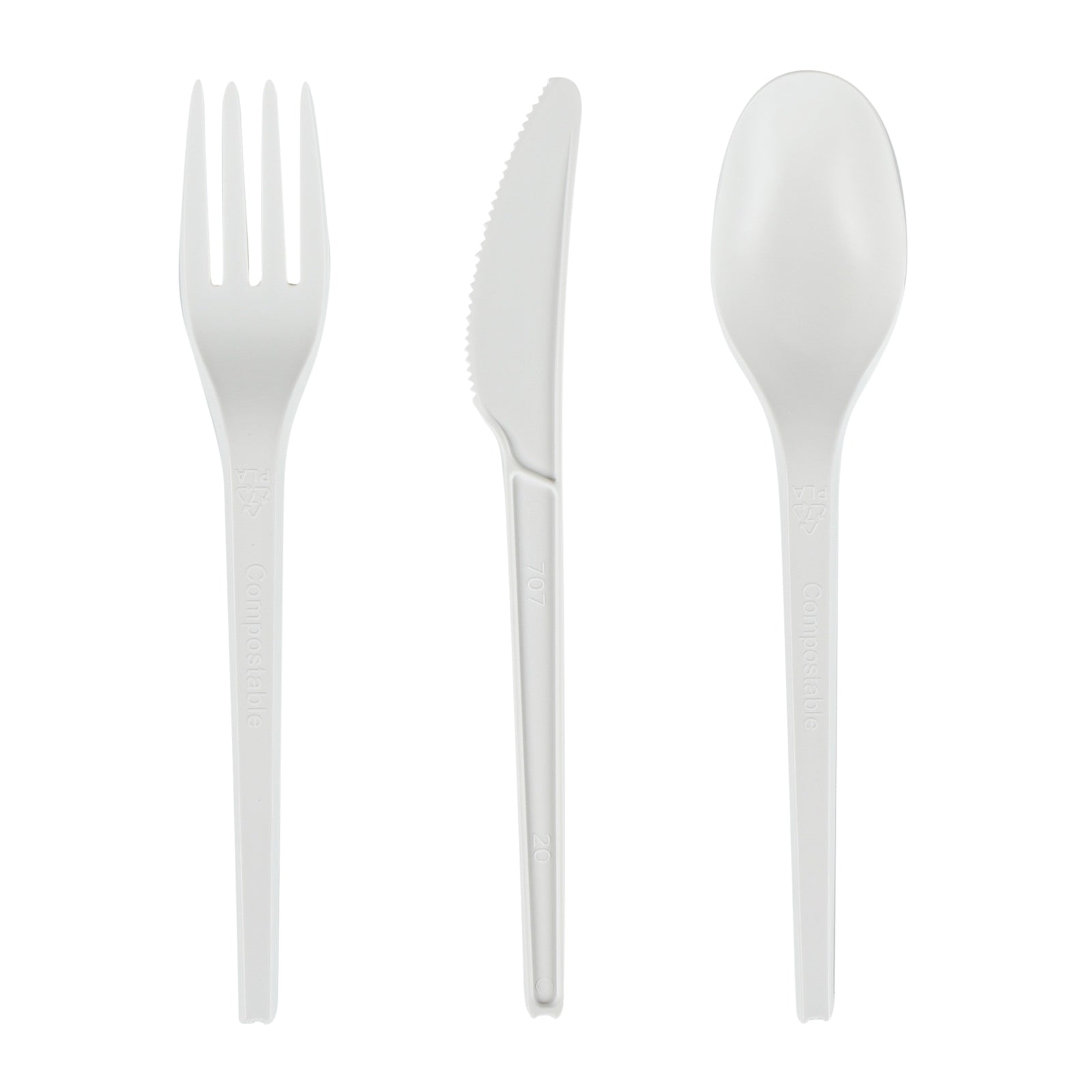 Basic Nature White CPLA Plastic Cutlery Set - Heat-Resistant, Compostable - 6 1/2" - 290 count box