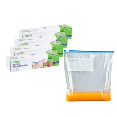 Bag Tek 1 gal Clear Plastic Slider Freezer Bag - Expandable Bottom, Write-On Label, BPA-Free - 9 1/2