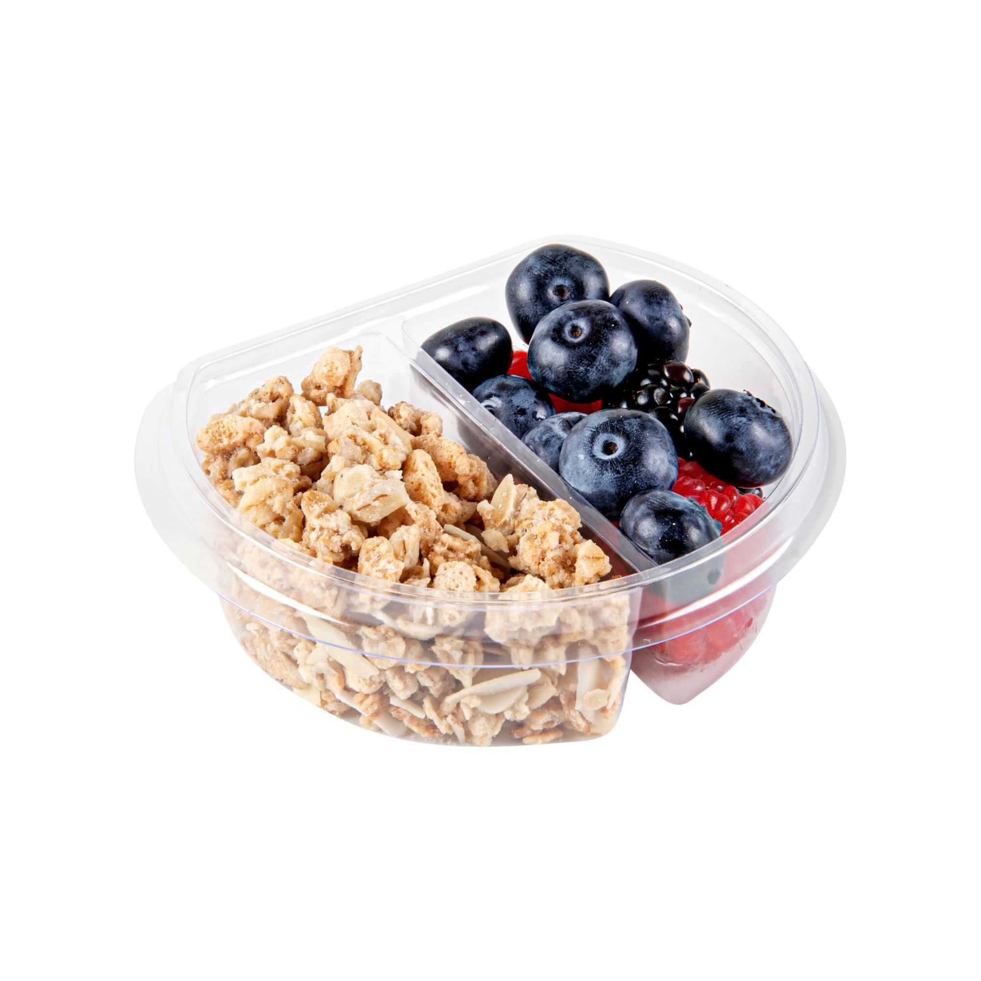 Tamper Tek 4 oz Clear Plastic Insert - Fits 11 oz Parfait Cup, 2 Compartments - 3 3/4" x 3 1/4" x 1 1/4" - 100 count box