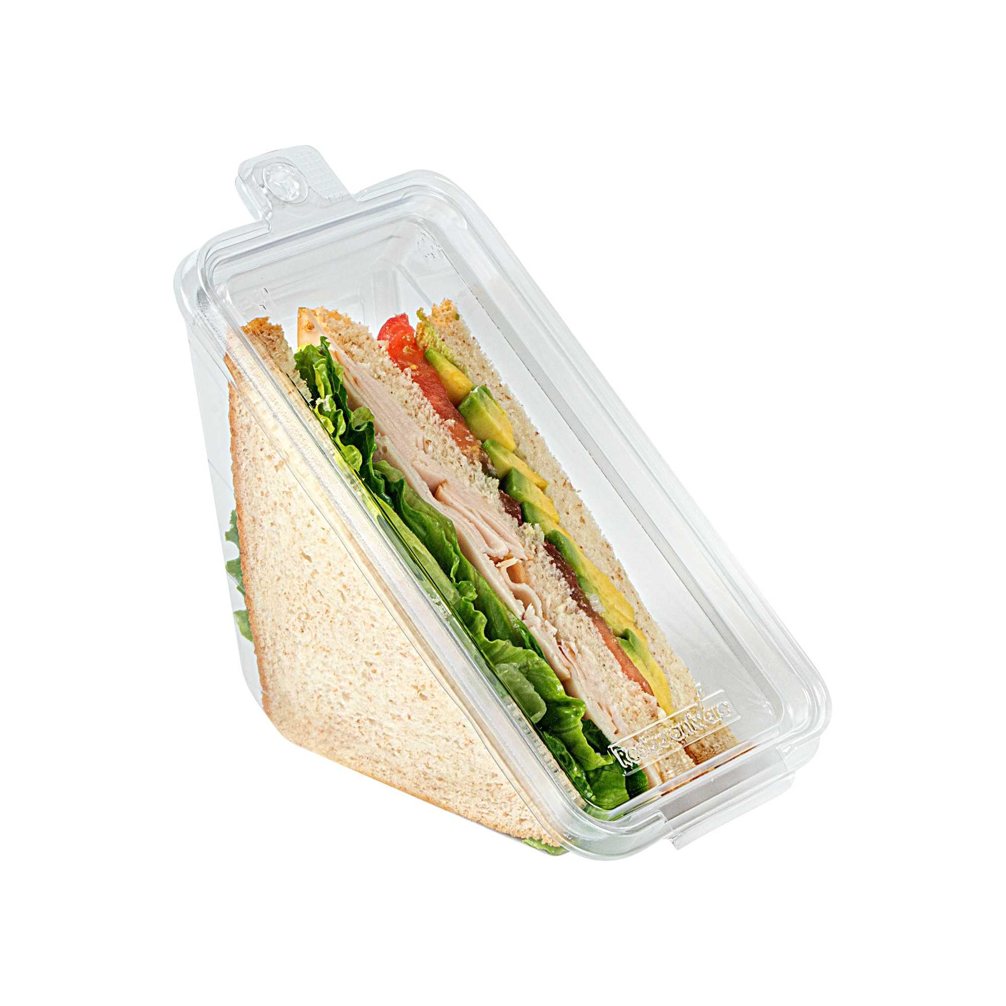Tamper Tek Triangle Clear Plastic Sandwich Container - with Lid, Tamper-Evident - 7 1/4" x 4" x 3 1/2" - 100 count box