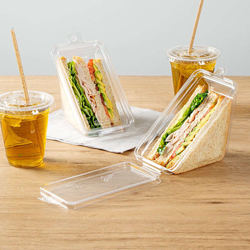 Tamper Tek Triangle Clear Plastic Sandwich Container - with Lid, Tamper ...