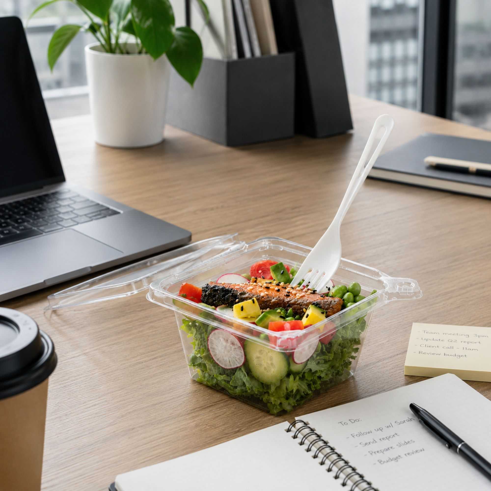 Tamper Tek 12 oz Square Clear Plastic Salad Bowl - with Lid, Tamper-Evident - 4 3/4" x 4 1/2" x 2 1/4" - 100 count box