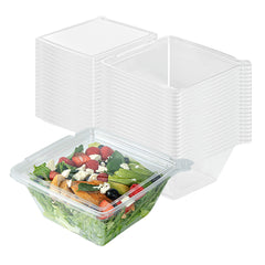 Tamper Tek 48 oz Square Clear Plastic Salad Bowl - with Lid, Tamper-Evident - 7 1/2