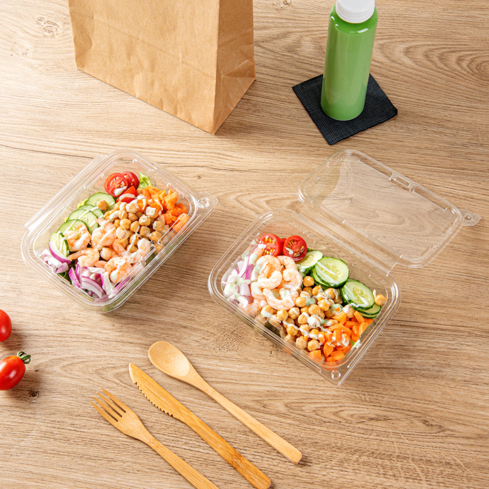Salad Container Empty Tamper Tek 20 oz Rectangle Clear Plastic Salad Container - with Lid ...