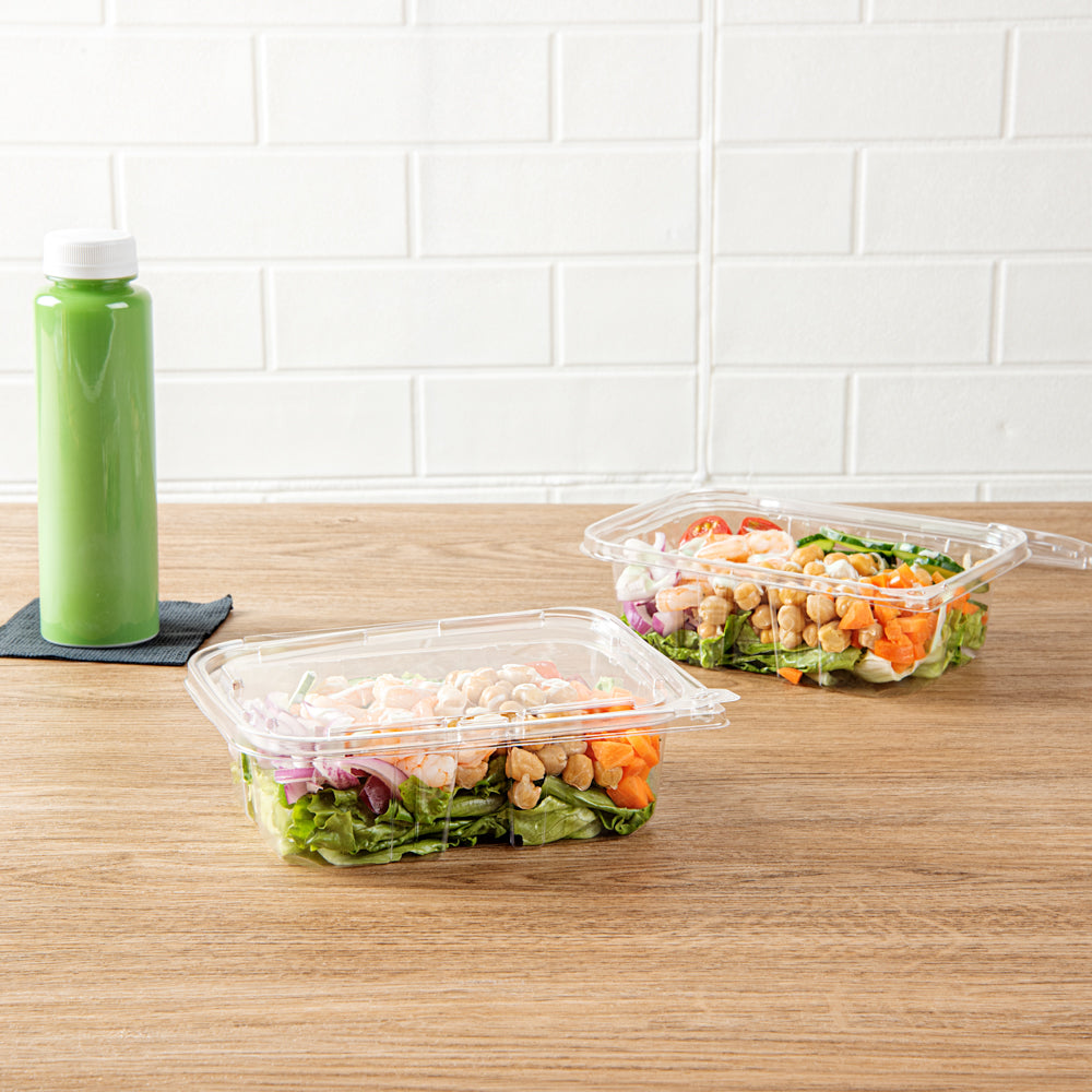Salad Container Empty Tamper Tek 20 oz Rectangle Clear Plastic Salad Container - with Lid ...