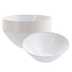 Moderna 6 oz Round White Plastic Gold-Rimmed Bowl - 4 3/4