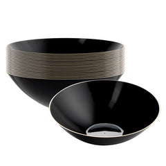 Moderna 16 oz Round Black Plastic Gold-Rimmed Bowl - 7