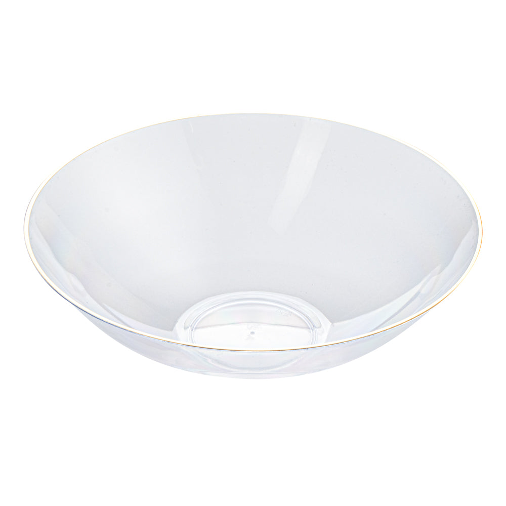 Moderna 16 oz Round Clear Plastic Gold-Rimmed Bowl - 7" x 7" x 2" - 20 count box
