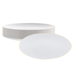 Moderna Round White Plastic Gold-Rimmed Plate - 7 1/2