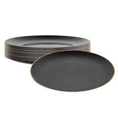 Moderna Round Black Plastic Gold-Rimmed Plate - 10