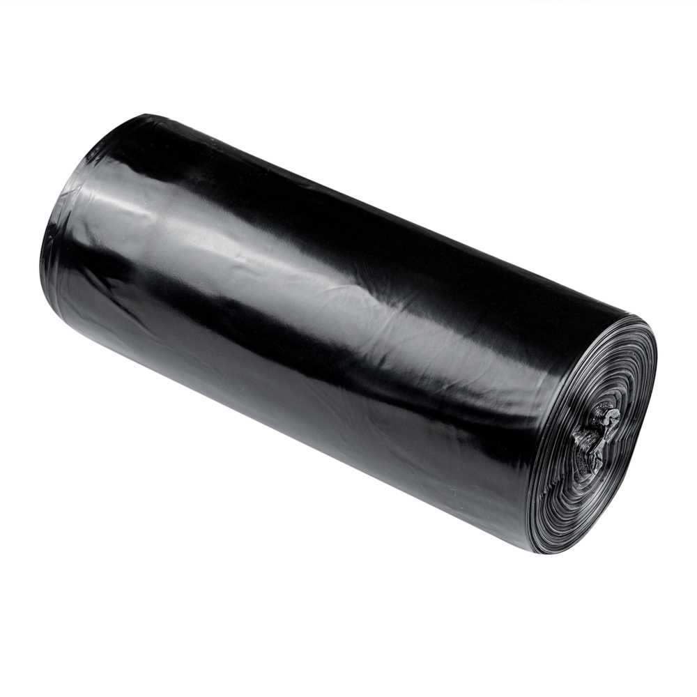 RW Clean 55 gal Black Plastic Trash Can Liner - Light-Duty, 1 mil - 6400 count box