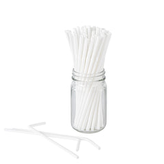 Basic Nature White PLA Plastic / PBAT Plastic Straw - Flexible, Compostable - 8 1/4