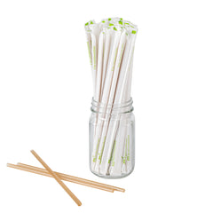 Basic Nature Brown PLA Plastic / Sugarcane Straw - Wrapped, Compostable - 8 1/4