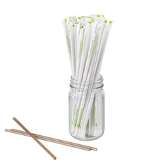 Basic Nature Brown PLA Plastic / Coffee Ground Straw - Wrapped, Compostable - 8 1/4