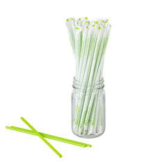 Basic Nature Green PLA Plastic / PBAT Plastic Straw - Wrapped, Compostable - 8 1/4