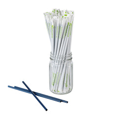 Basic Nature Midnight Blue PLA Plastic / PBAT Plastic Straw - Wrapped, Compostable - 8 1/4
