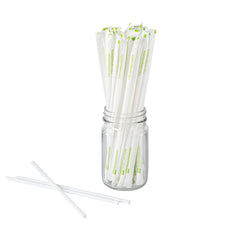 Basic Nature White PLA Plastic / PBAT Plastic Straw - Wrapped, Compostable - 8 1/4