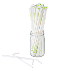Basic Nature White PLA Plastic / PBAT Plastic Straw - Wrapped, Flexible, Compostable - 8 1/4