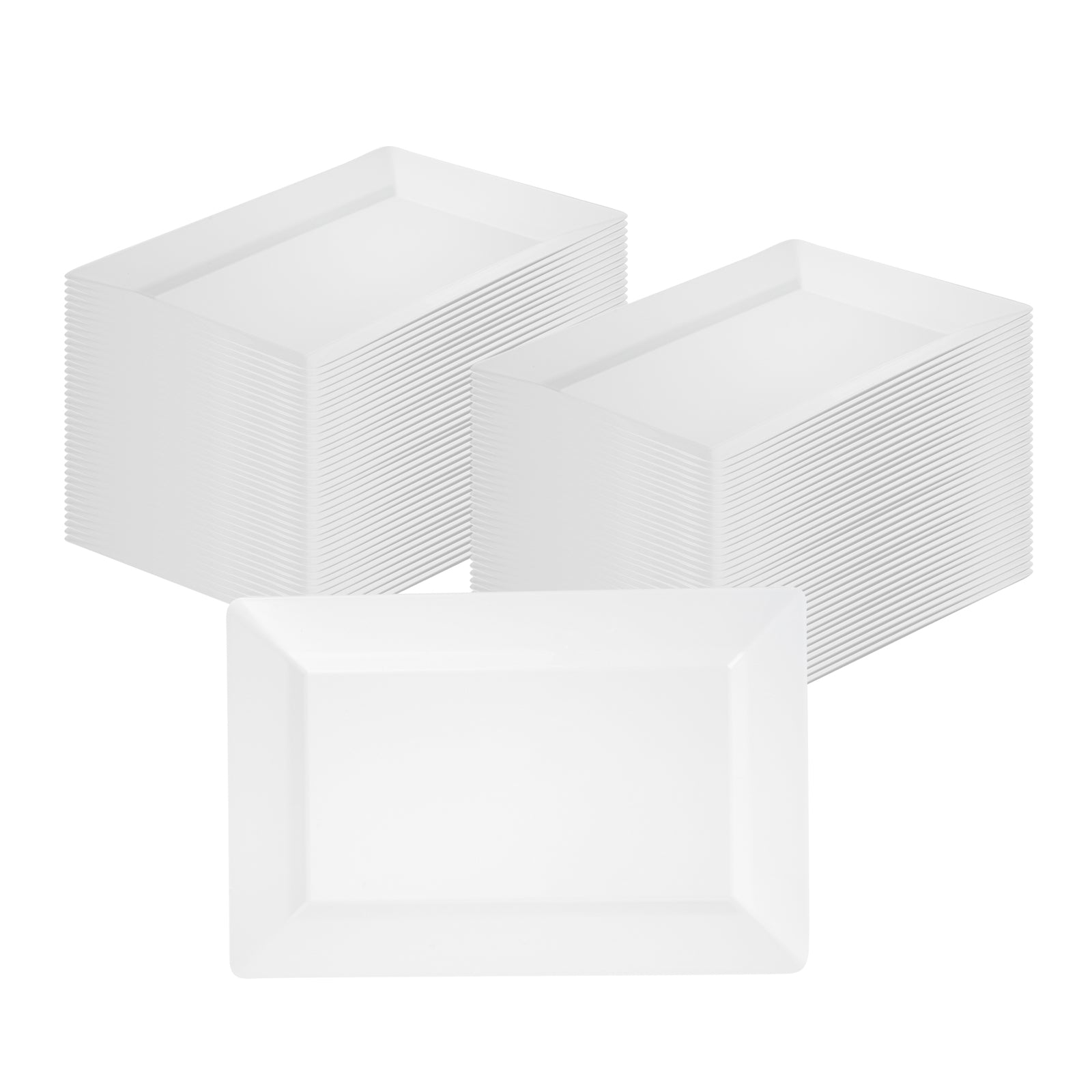 Moderna Rectangle White Plastic Plate - 9 1/2" x 6 1/4" x 1/2" - 10 count box