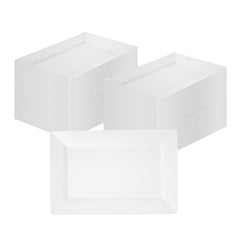 Moderna Rectangle White Plastic Plate - 9 1/2