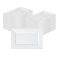 Moderna Rectangle White Plastic Plate - 12 3/4