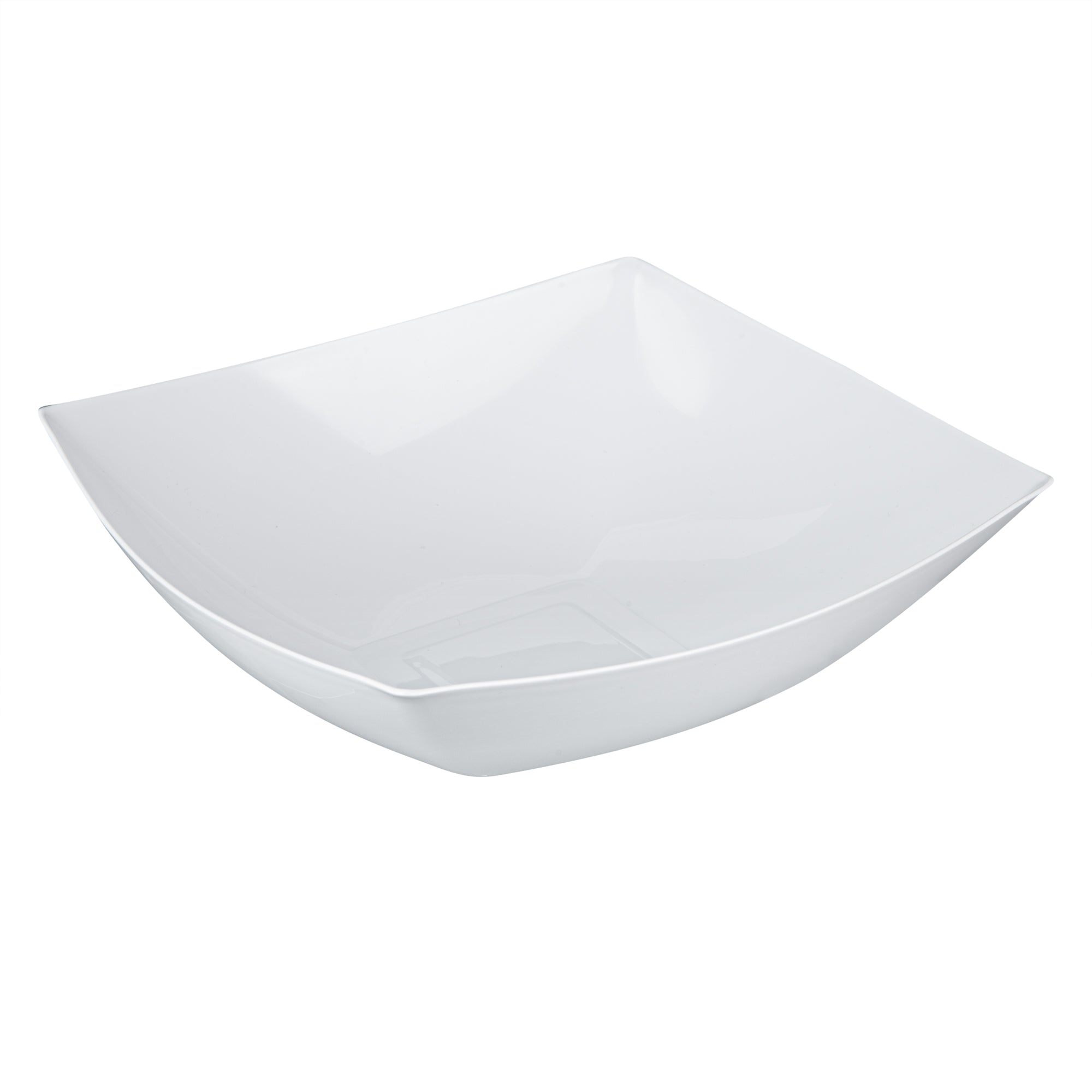 Moderna 64 oz Square White Plastic Serving Bowl - 9 3/4" x 9 3/4" x 3" - 100 count box